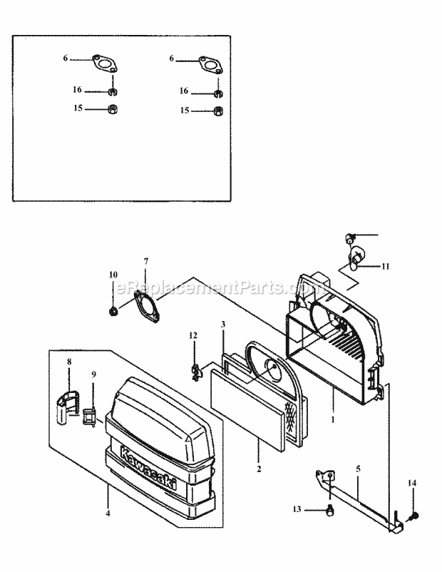 Fh500v-Cs14 Air Filter & Exhaust Diagram and Parts List for M48-KWS 53AB5D4M150 Cub Cadet Sprayer